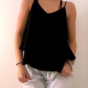 Black layered silky top